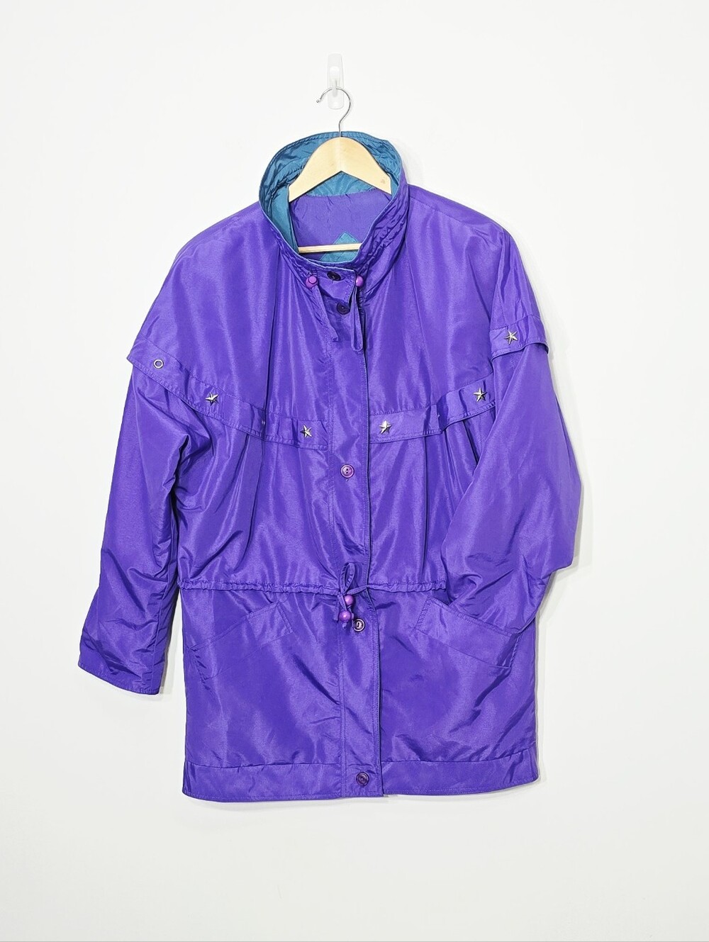 Axiom Vintage Purple Teal Retro Oversized Jacket 80's 90's Adjustable Waist M